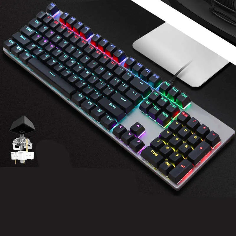 AOC GK410 mechanical keyboard with metal construction and backlit keys on desktop