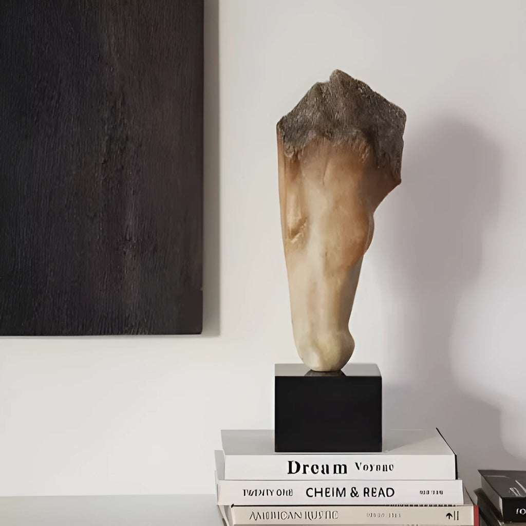 French retro style abstract horse head desktop sculpture with carving surface finish