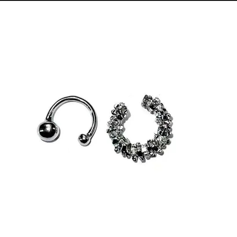 Women's geometric ear clip earrings with irregular shapes and frosty finish in alloy