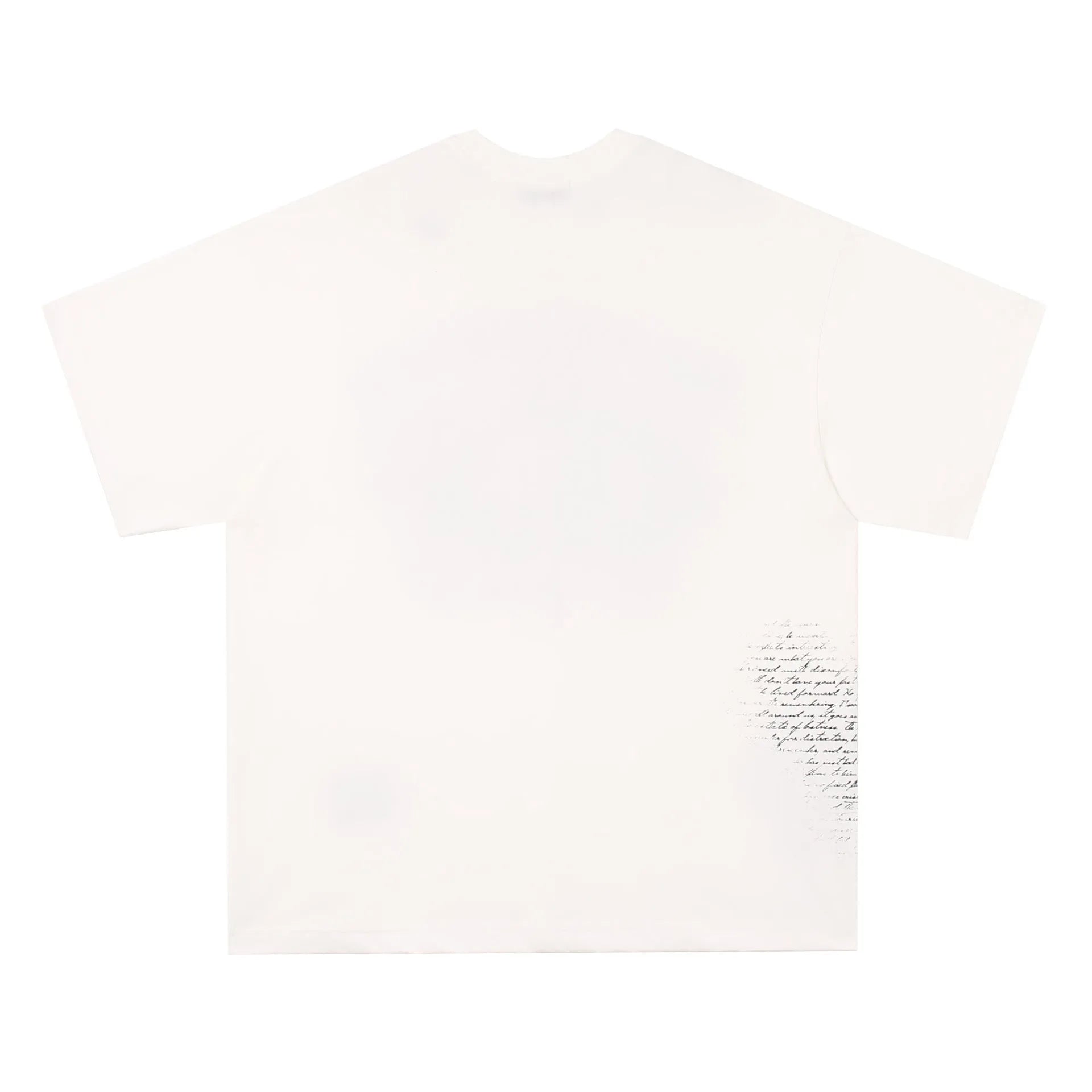 Black and white American retro hip hop gothic letter print cotton T-shirt on a hanger.