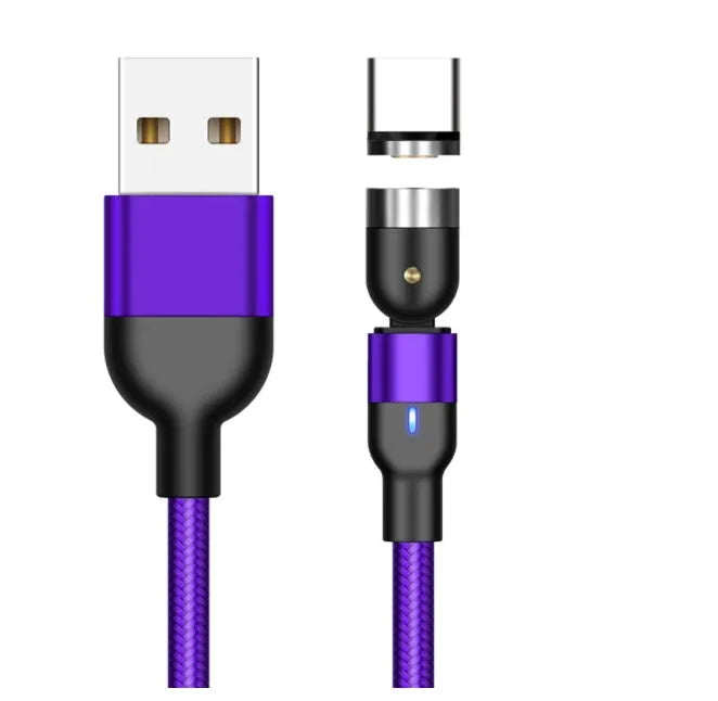 Essager rotating magnetic USB charging cable with blue LED light indicator in black colour