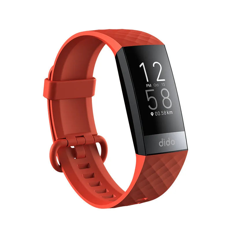 Black smart bracelet with ECG, blood pressure and blood oxygen monitoring on a wrist.