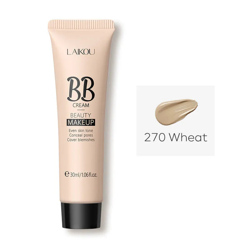 BB cream tube in 30ml size showing nine colour shades from light ivory to deep brown