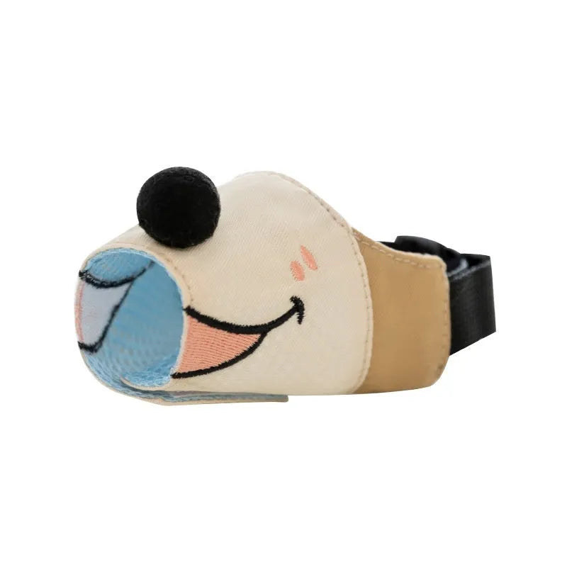 Canvas dog muzzle mouth cover in Bondi Blue Shark design, shown in size L for dogs 12.5-30kg.