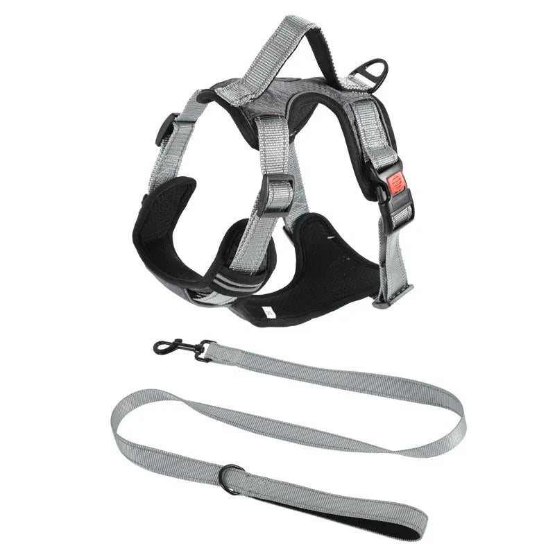 Polyester dog chest strap vest with optional hand-held rope in various colours for medium to extra-large dogs