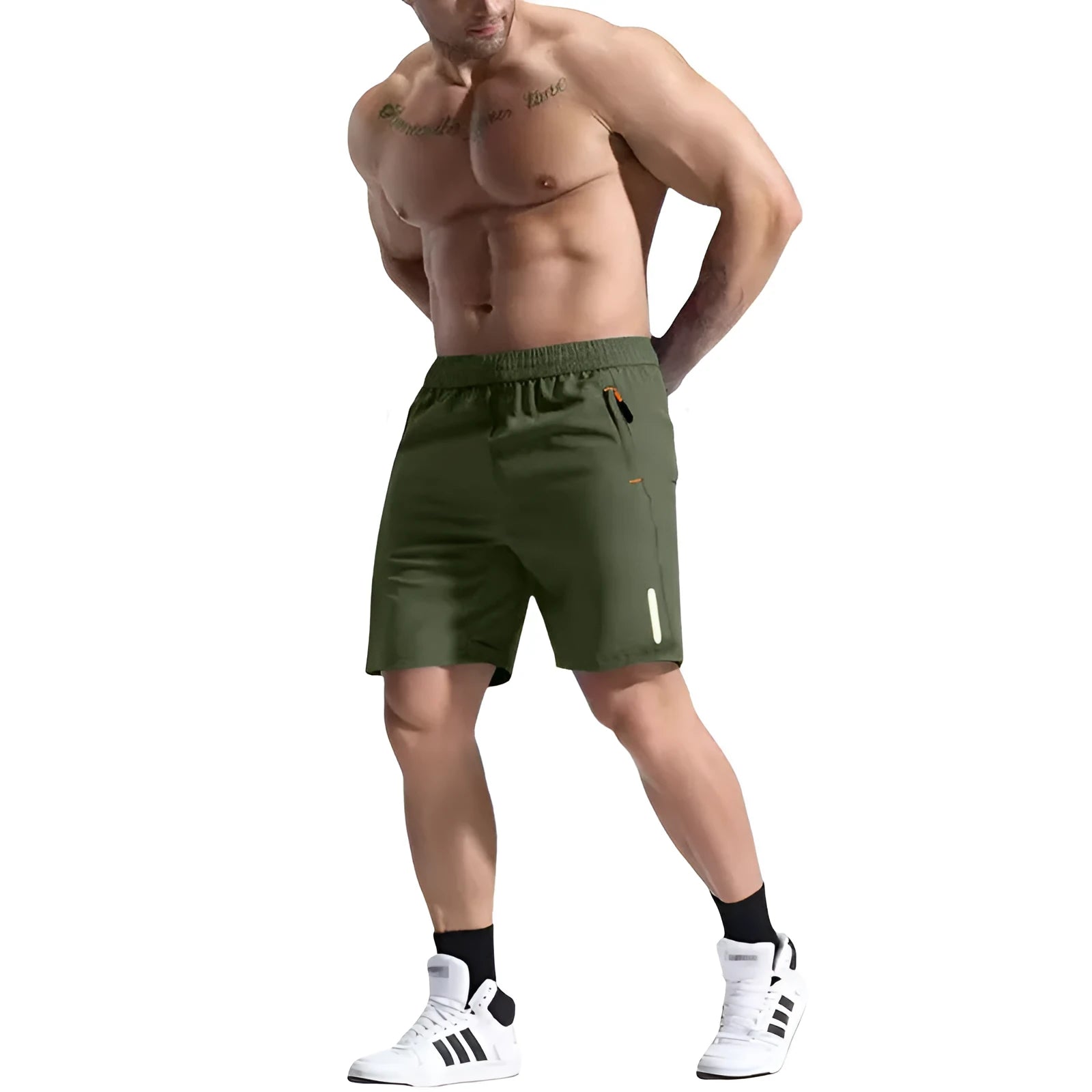 Men's elastic waist sports shorts in bamboo blend fabric shown in multiple colour options