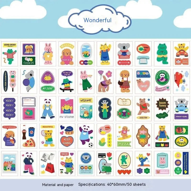 Japanese cartoon character stickers showing Sweet Sauce, Mint Summer, and Fat Chai Jun designs at 40x60mm size