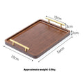 Square bamboo serving tray with brown handle for commercial food service