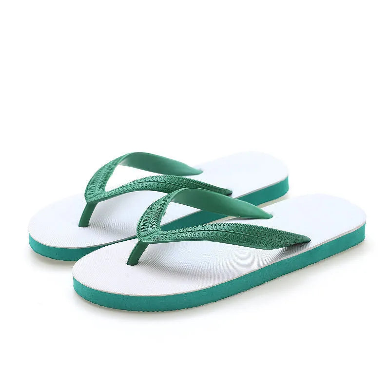 Colour options for rubber beach flip-flops with fish label, featuring non-slip deodorant soles.