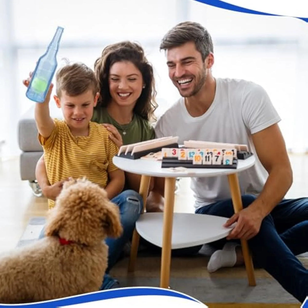 Blue green red water bottle dog toy with squeaker for aggressive chewing dogs