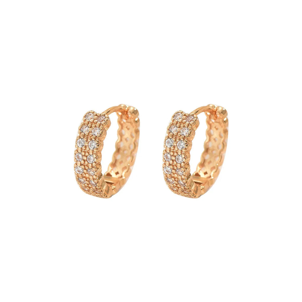 Geometry pattern copper ear studs with circular dot and ring elements in DE20288 colour