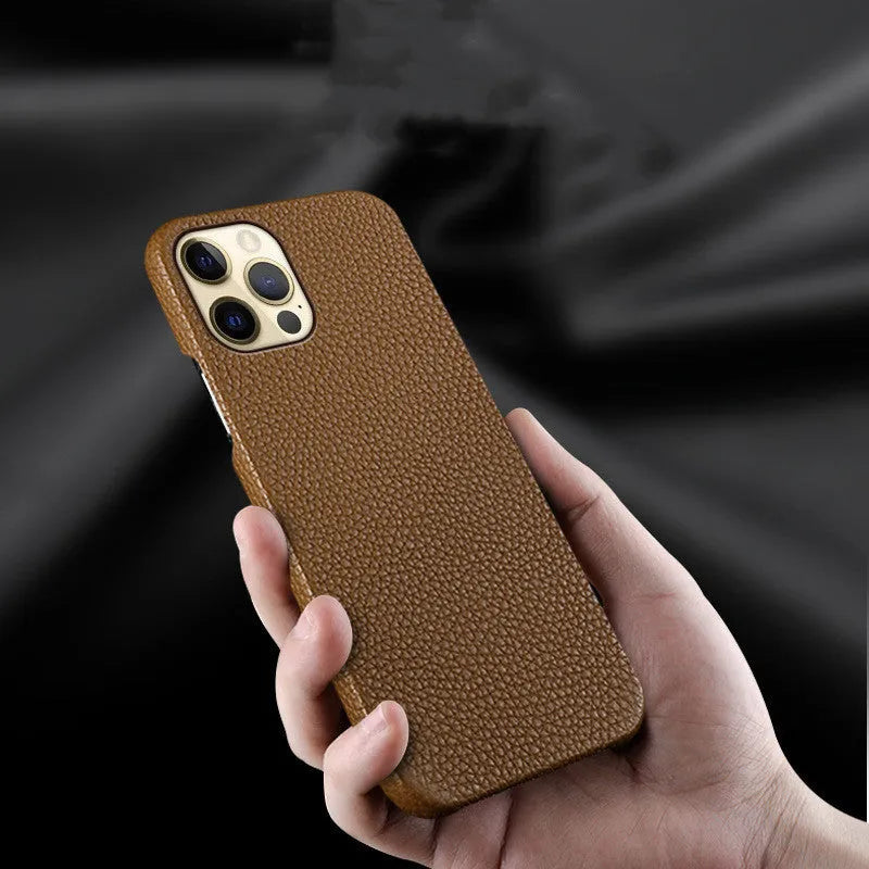 Genuine leather iPhone case with half-frame design in multiple colour options