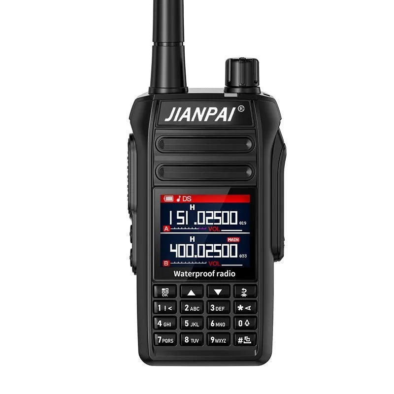 Black Interphone waterproof aviation full band headset with dustproof plastic shell and included accessories
