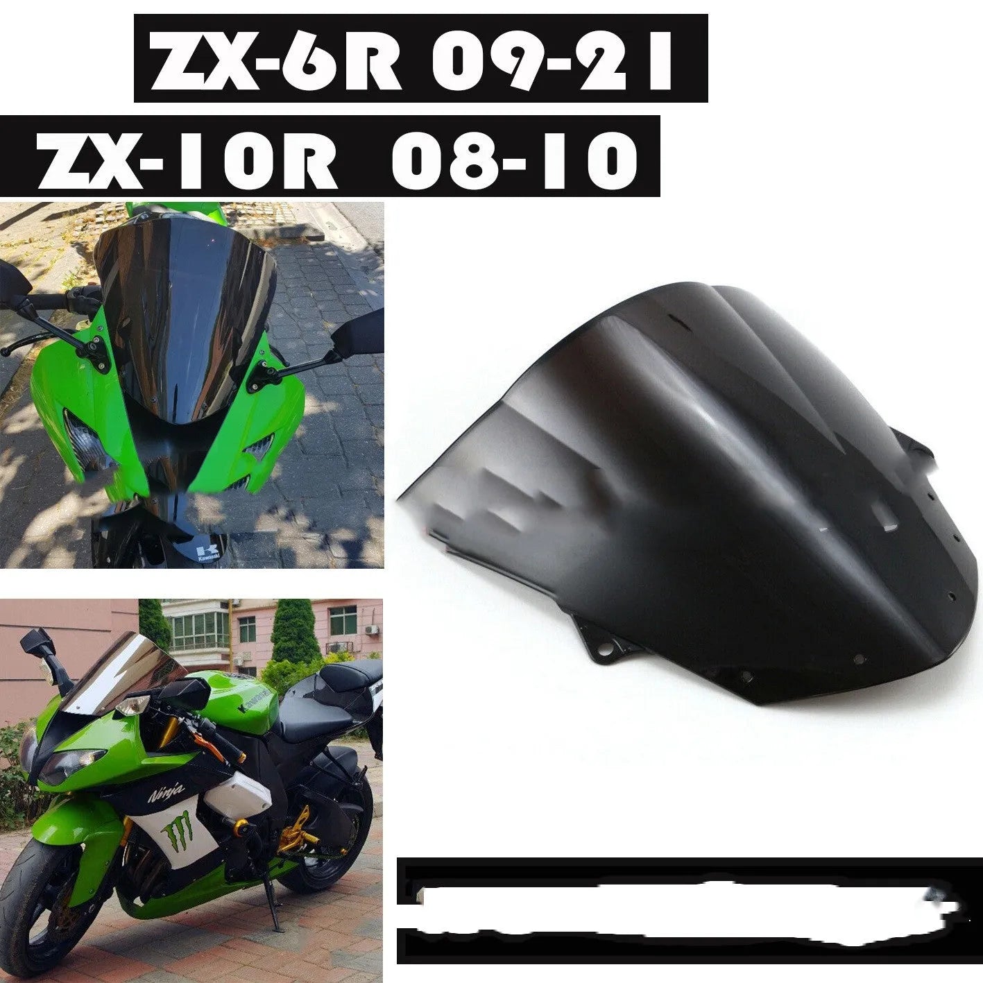 Blue and brown motorcycle windscreen for Kawasaki ZX-6R and ZX-10R models