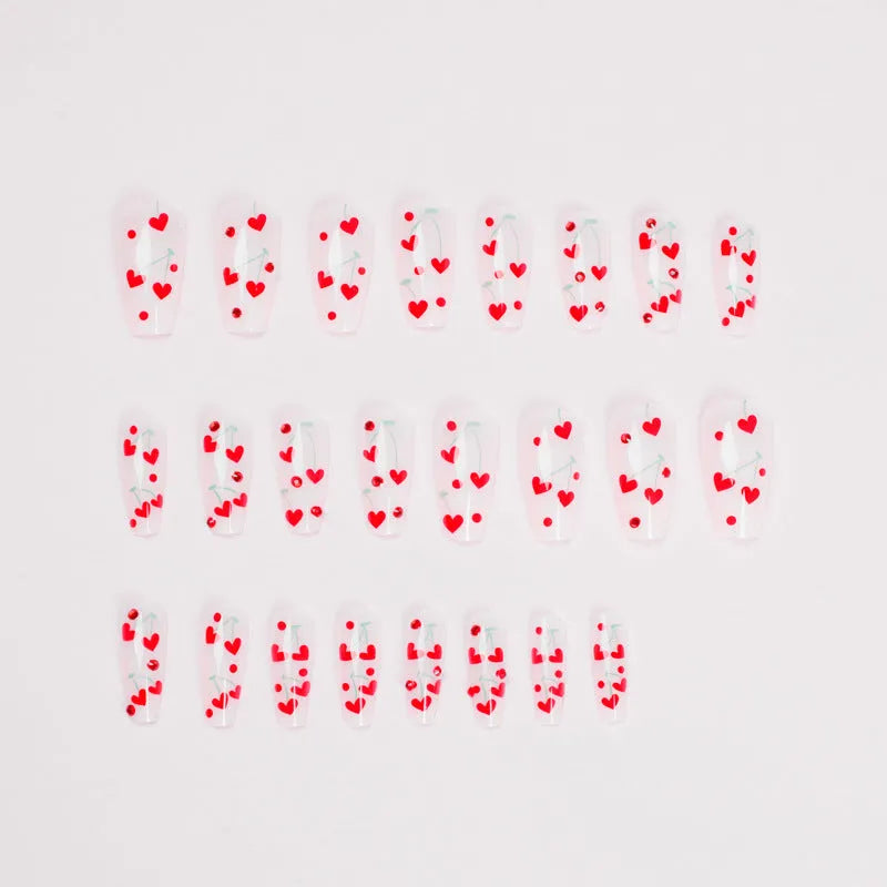 French love red diamond small cherry nail armour pieces with adhesive glue in JP1601 colour