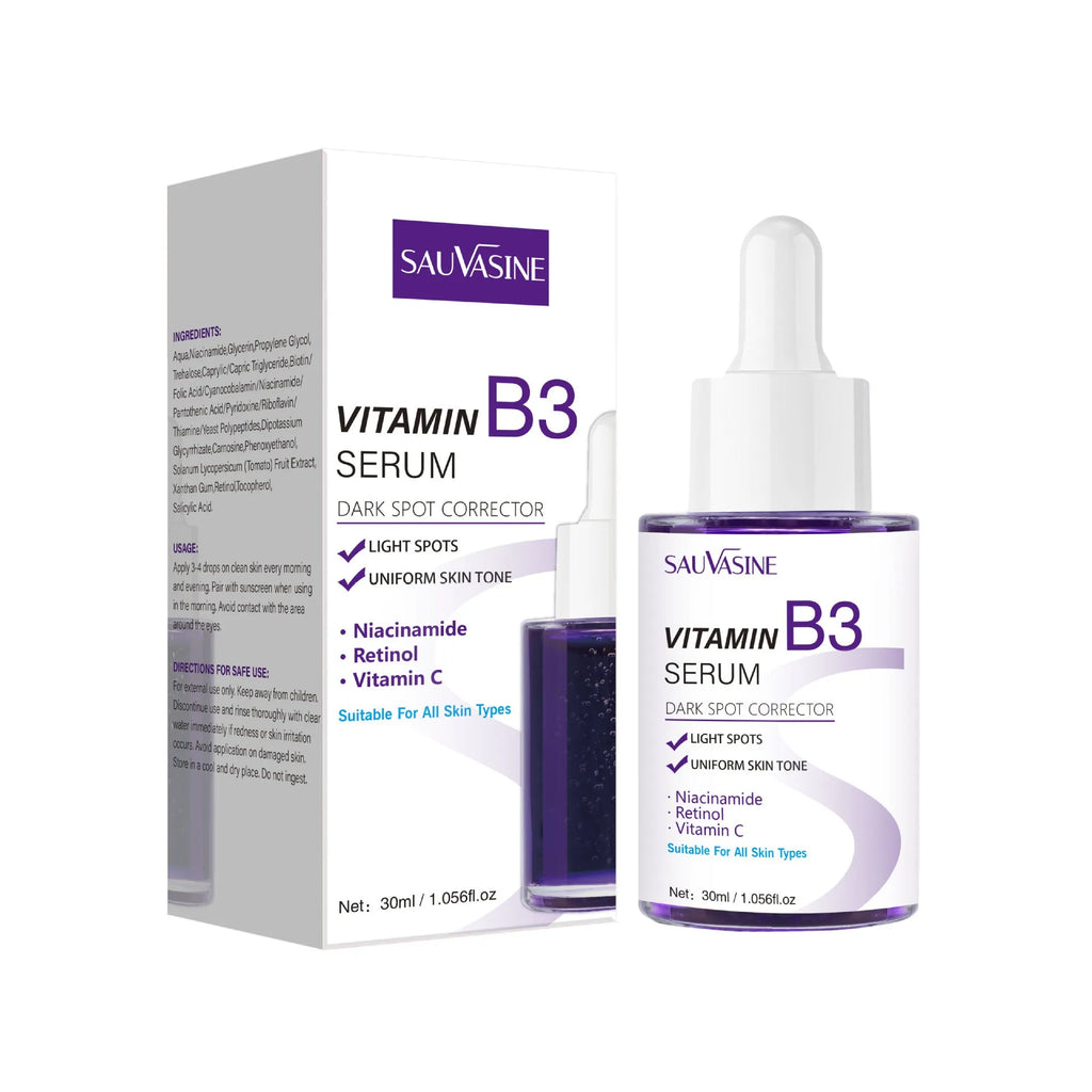 30ml glass bottle of Vitamin B3 Nourishing Moisturising Firming Facial Essence serum.
