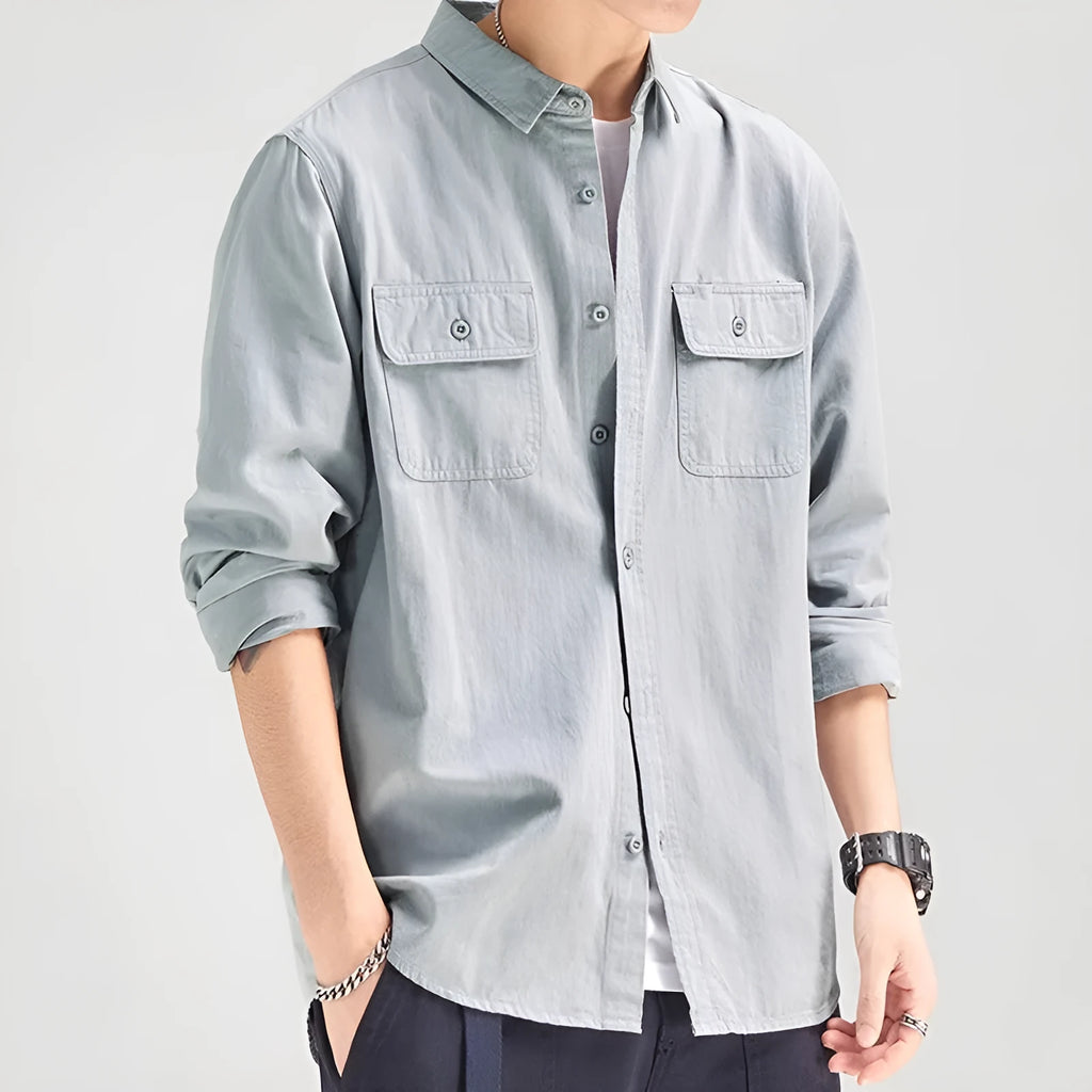 Men's loose fit shirt overalls in polyester fabric with long sleeves available in multiple colours