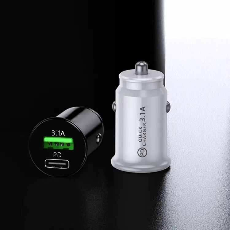 Dual USB car charger for cigarette lighter socket in black metal finish
