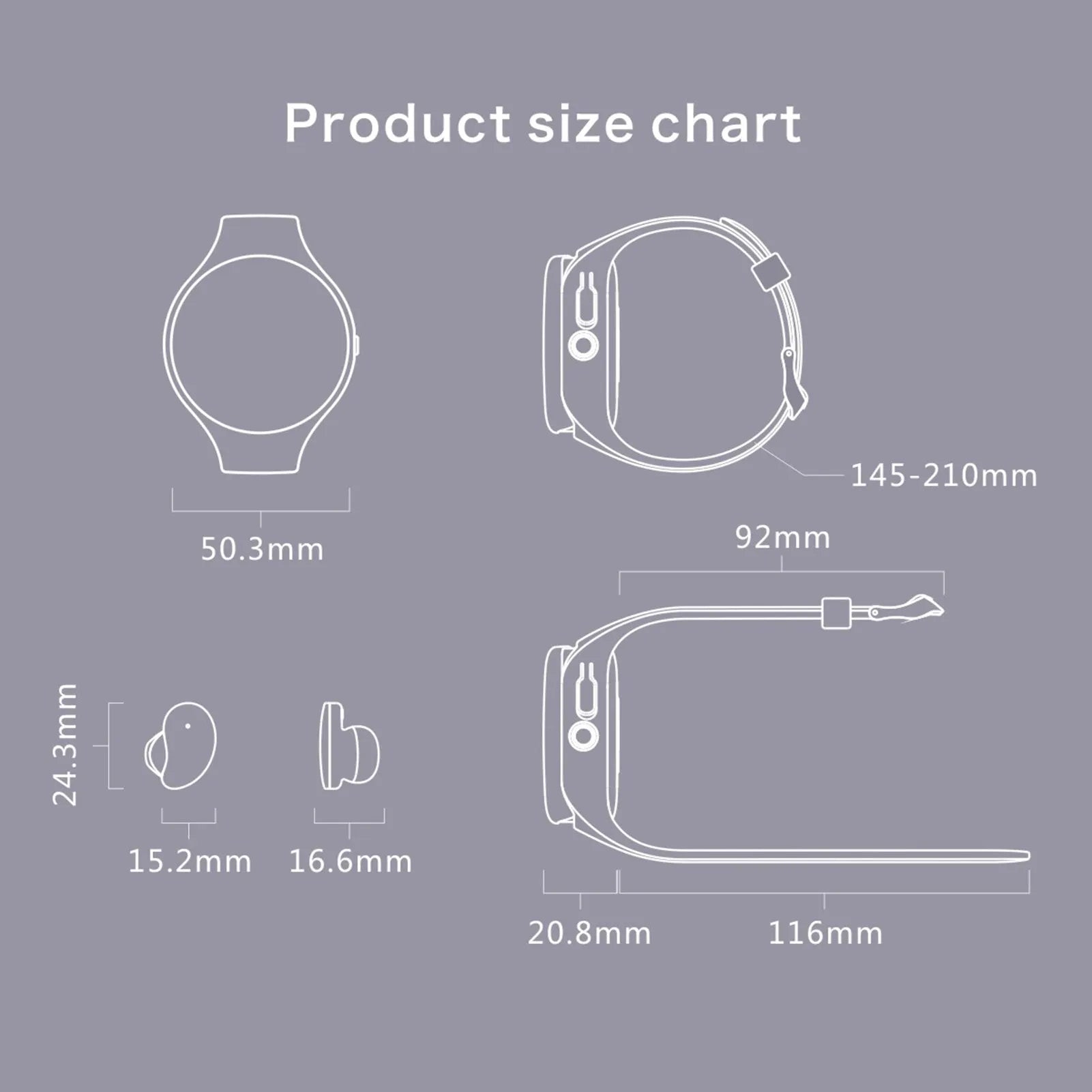 Black smart bracelet with detachable Bluetooth earphones showing colour screen display