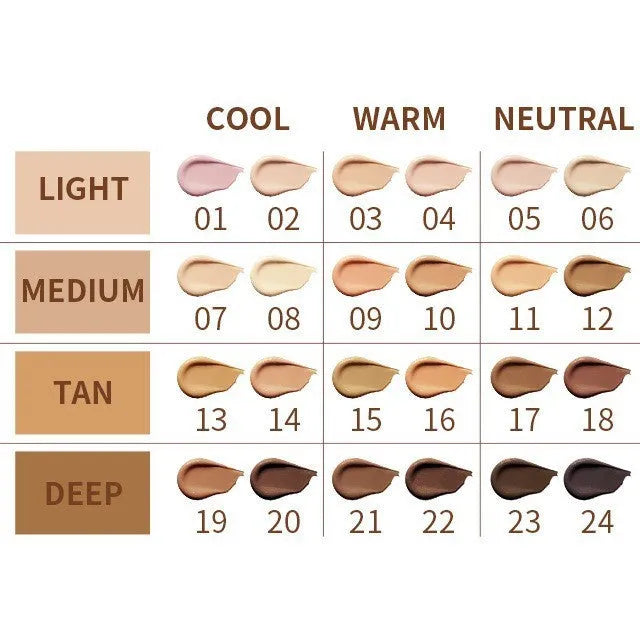 A standard specification concealer pen showing its tip, labelled with 24 colour options for contouring.