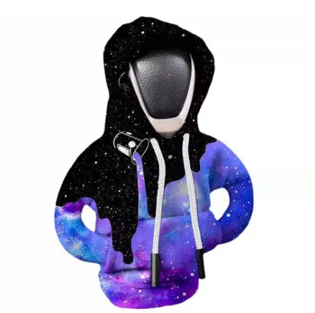 Cloth gear shift knob hoodie cover measuring 13cm by 8cm for car interior protection.