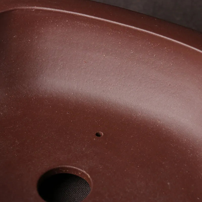 Handmade purple clay bonsai basin with classical Chinese design and 25cm length dimensions