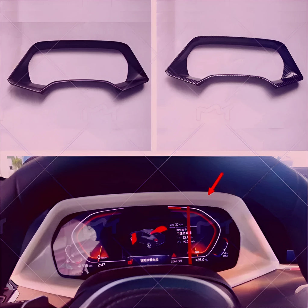 BMW X5 dashboard decoration frame in ABS plastic with carbon fibre or peach wood finish