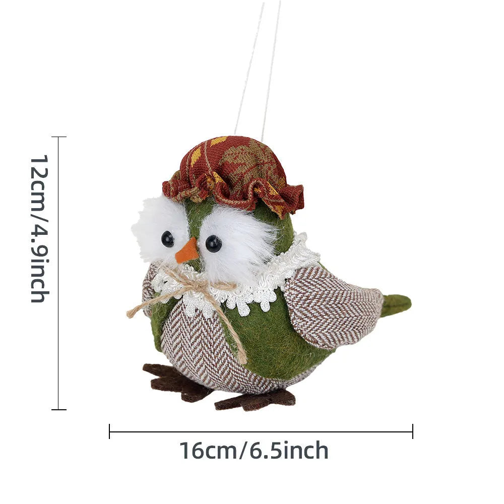 Orange or green Thanksgiving owl pendant ornament for window or desktop holiday decoration