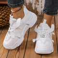 Women's platform mesh dad shoes in multiple colours with animal pattern design and front lace-up fastening