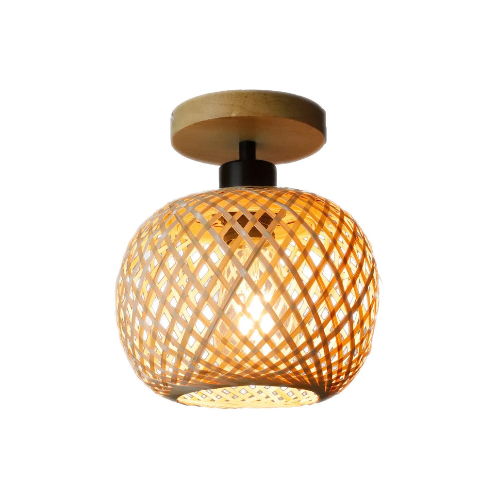 Japanese-style natural bamboo ceiling lamp for corridors and hallways with a pastoral design.