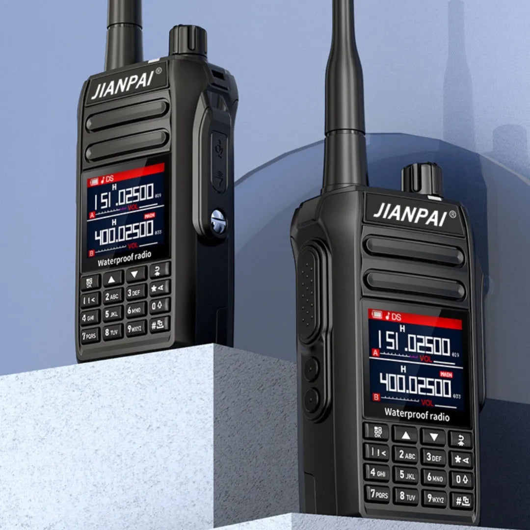 Black Interphone waterproof aviation full band headset with dustproof plastic shell and included accessories