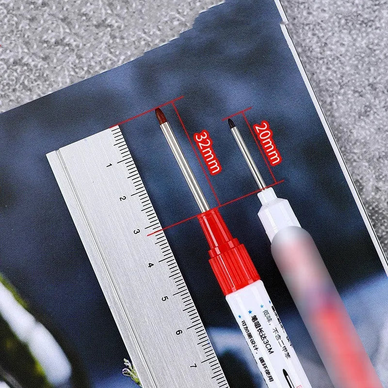 Oil-based quick-dry waterproof woodworking marker pen in four colours.
