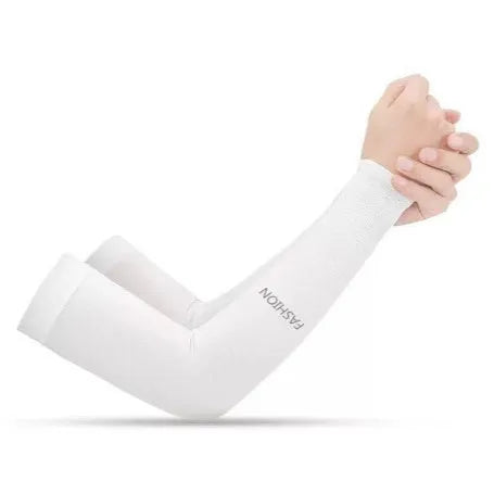 Printed ice silk oversleeve gloves in floral design providing sun protection for arms