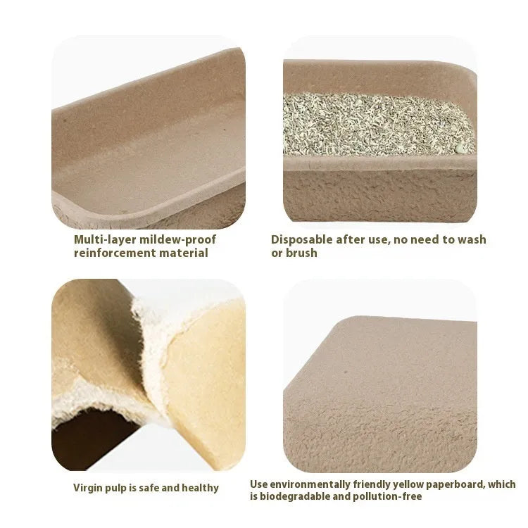 Brown disposable waterproof cat litter box shown in a small size, suitable for travel with pets.