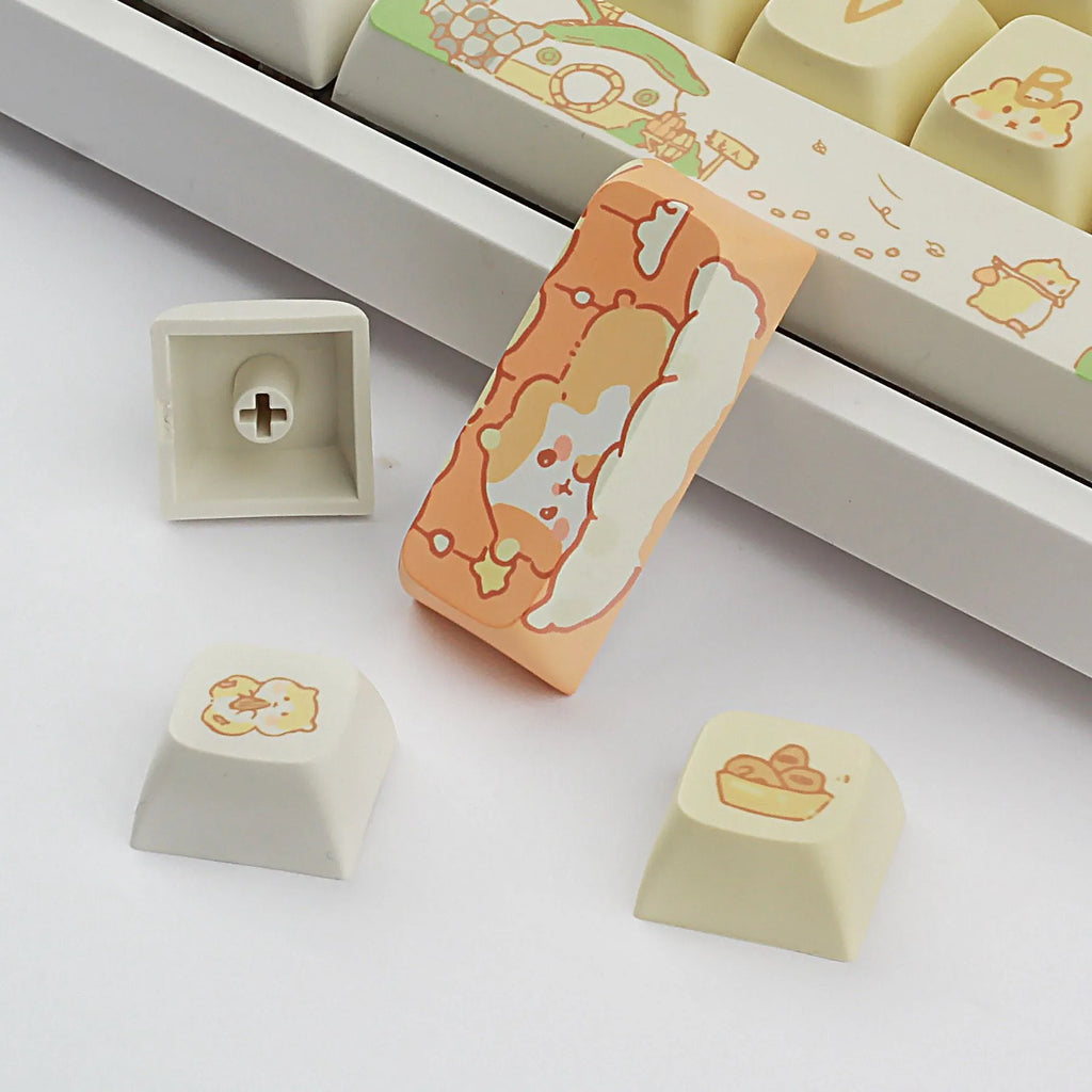 XDA profile mechanical keyboard keycaps in mouse grey and yellow colours for 68-100 key layouts
