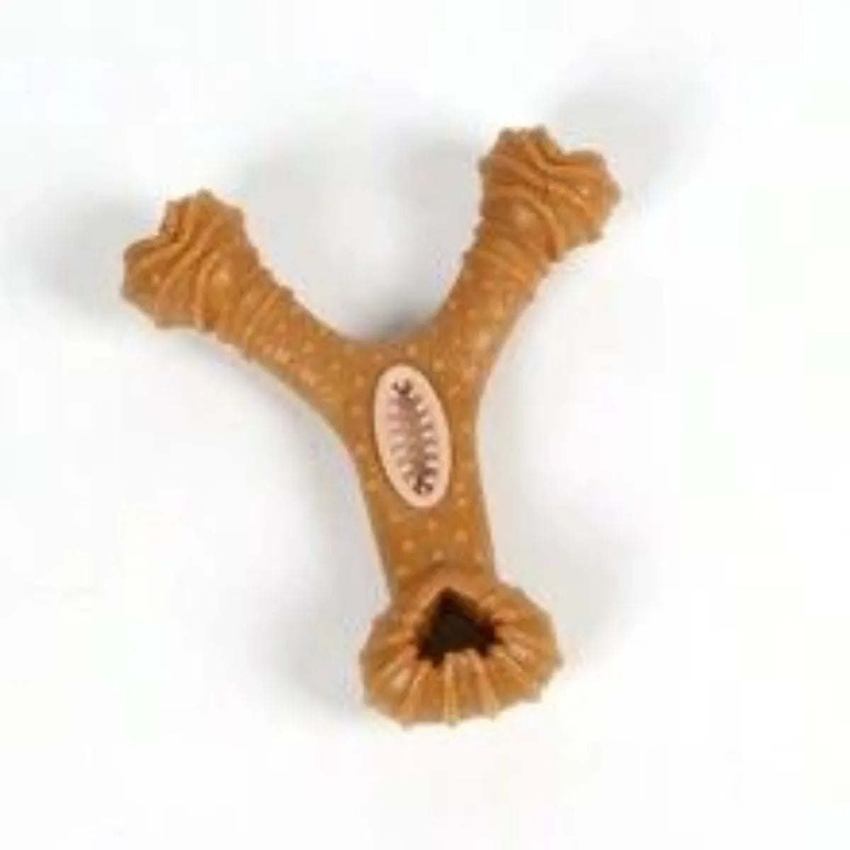Durable nylon dog chew bone for teeth cleaning, shown in 8-shape and Y-shape options.