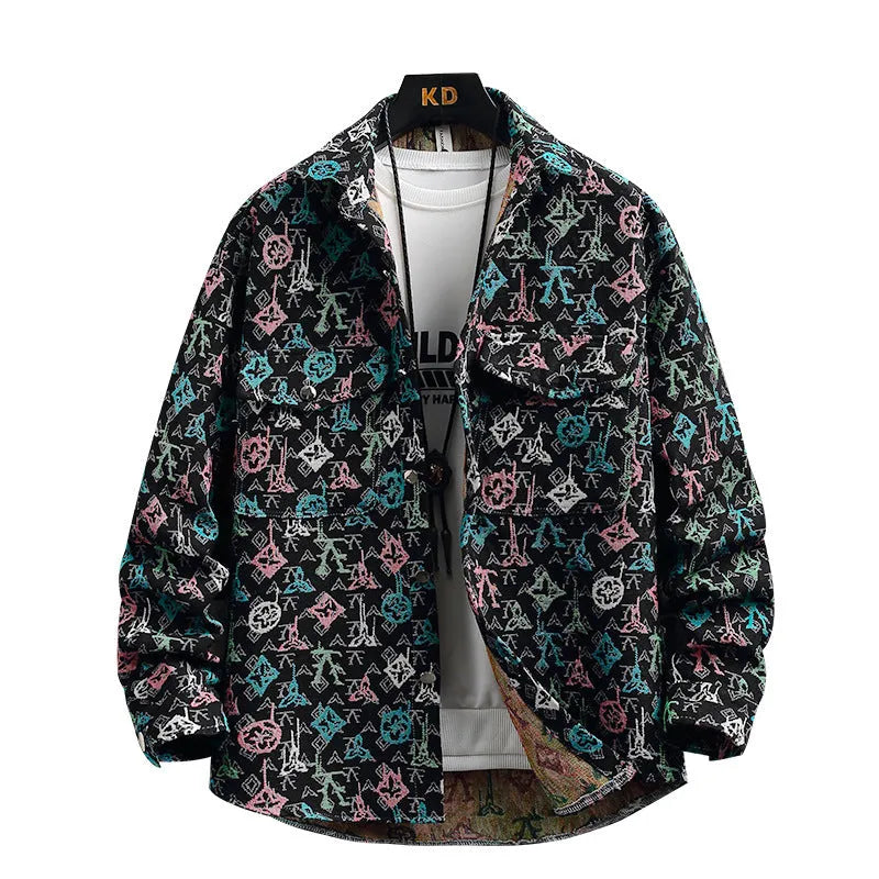 Casual lapel shirt coat in long sleeve design with straight hem, available in multiple colours