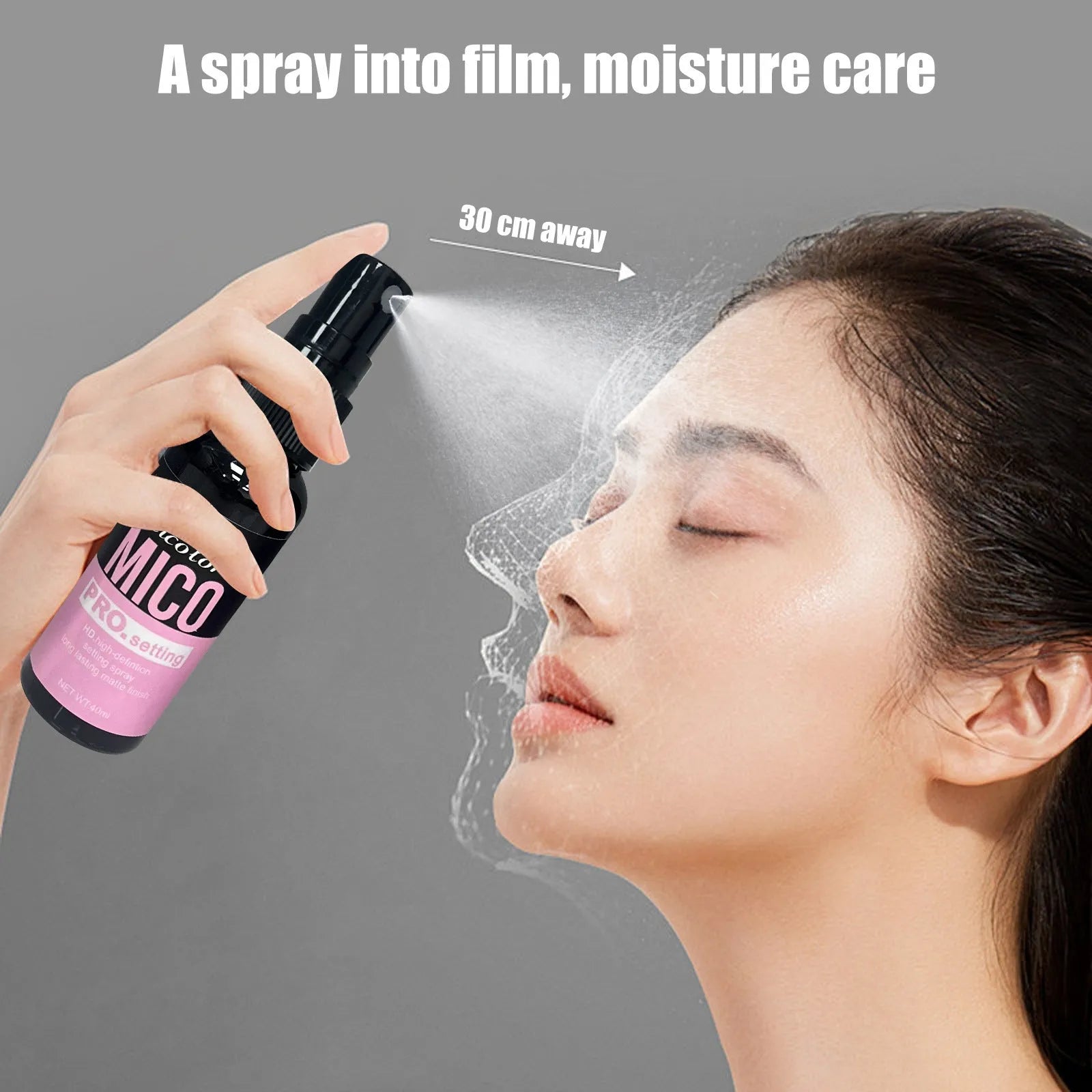 Make-up primer and finishing spray two-in-one cosmetic product with 45ml and 40ml bottles