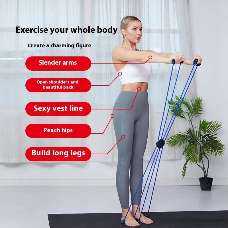 Blue eight character fitness puller made of TPR for shoulder and upper body training