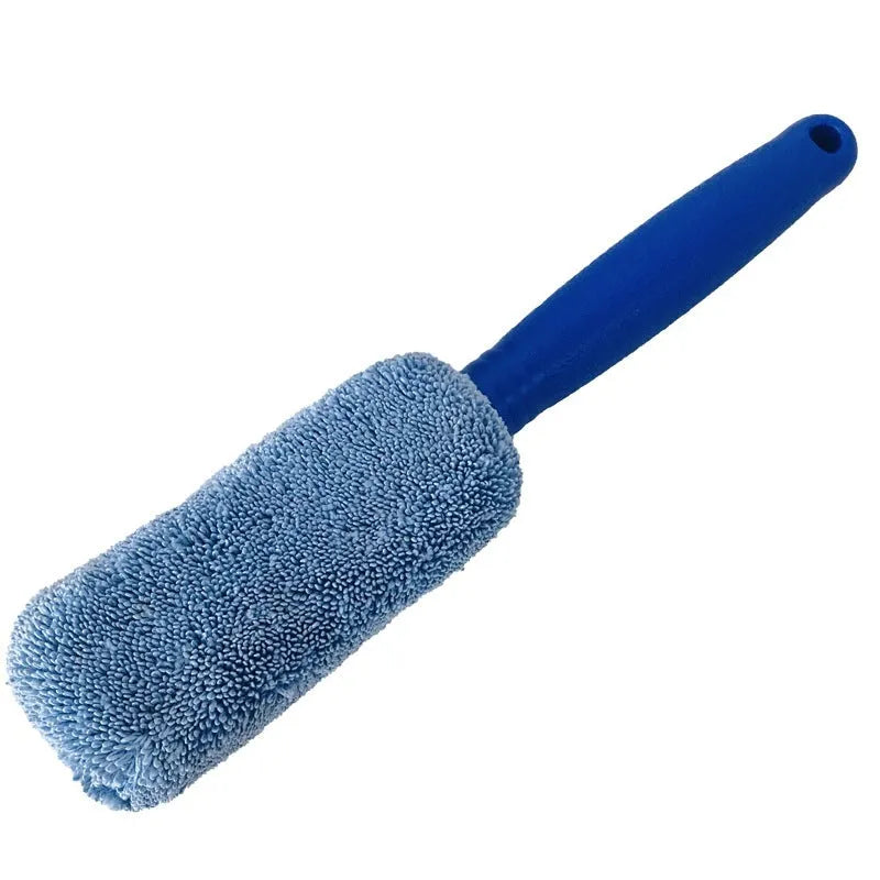 Microfiber car wash tire brush with long handle for cleaning wheels and hub caps