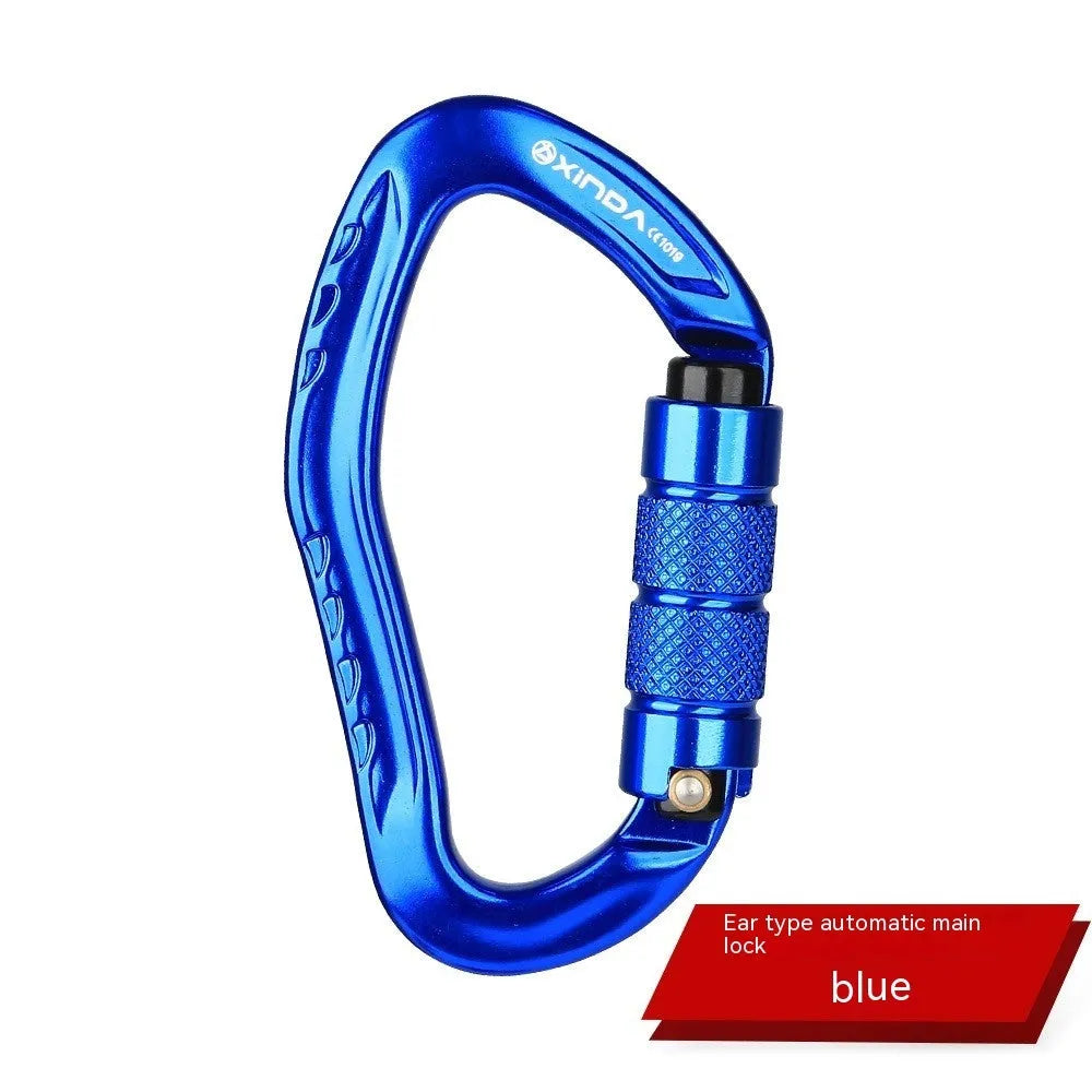 Automatic master lock climbing carabiner in black, blue, orange, red or silver colour