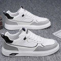 Men's canvas board shoes in black with mesh lining and leather stitching details