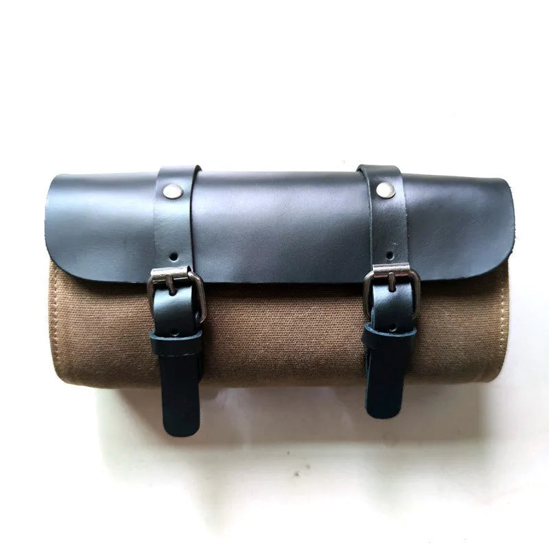 Camel Bag Knight cotton motorcycle helmet messenger bag with rivet details and internal organiser pockets.