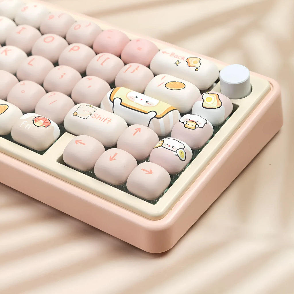 PBT sublimation printed bread bear design key cap set for mechanical keyboards