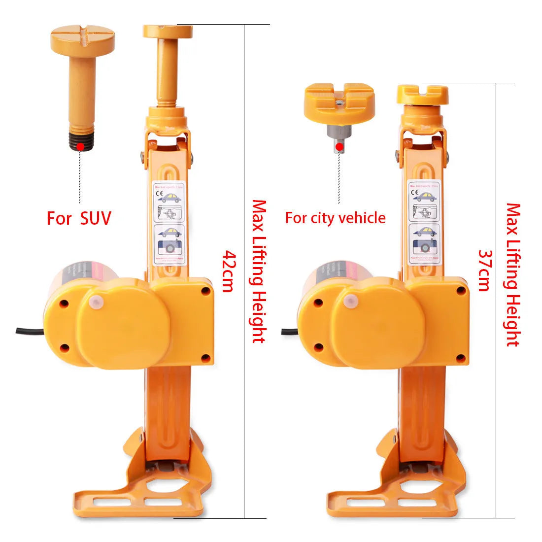 Yellow electric car jack set with electric wrench and socket components