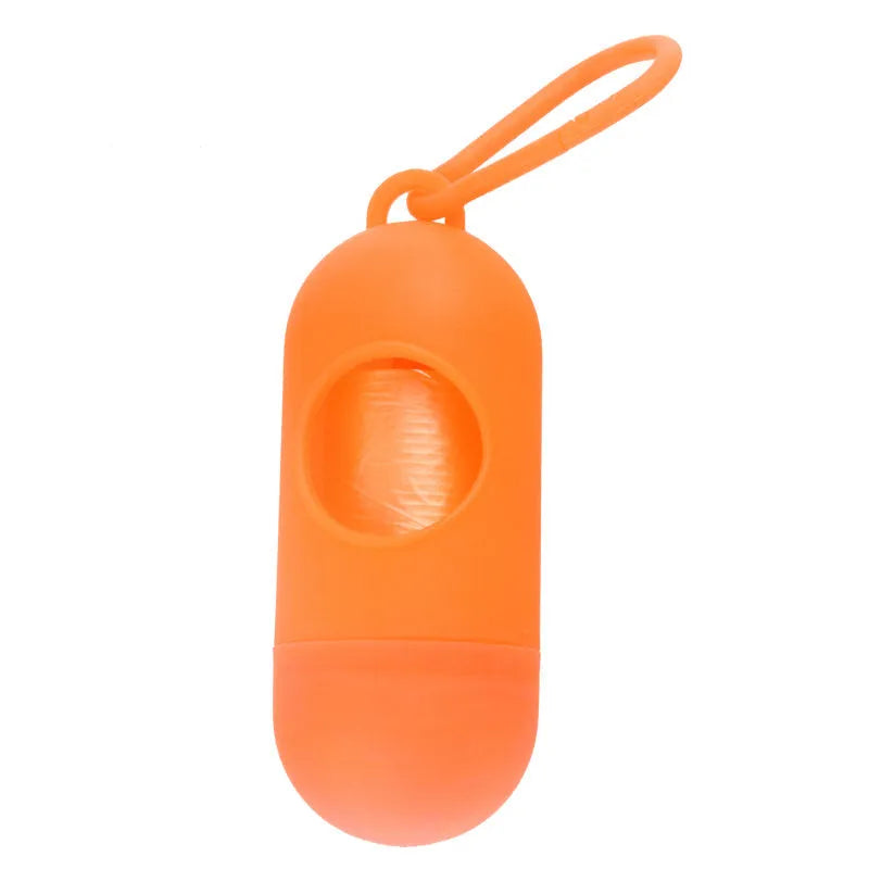Compact plastic dog poo bag holder with Velcro strap and metal side hook