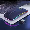 Black or white dual-mode wireless mouse with silent buttons and charging light