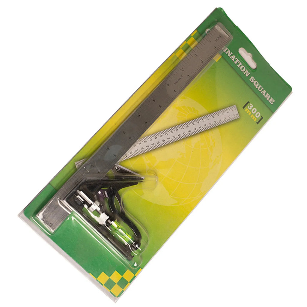 Red anodised aluminium combination angle ruler showing dual-sided metric centimetre and millimetre scales.