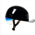 Retro half helmet for electric bicycles in bright black gradient blue colour
