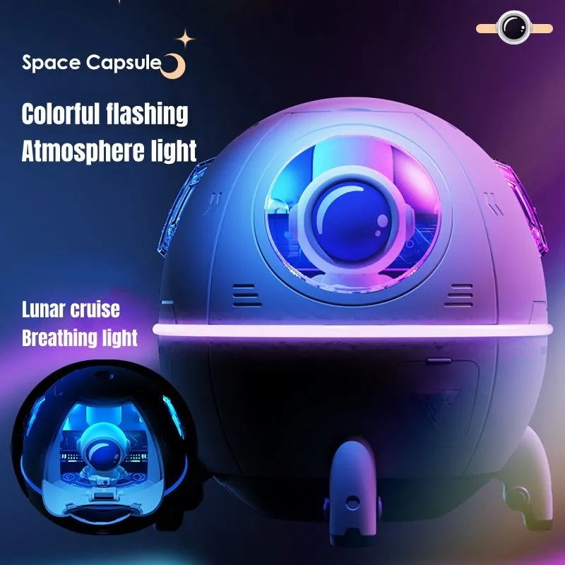 Astronaut-themed USB desktop humidifier with colourful LED lights and 220ml water tank
